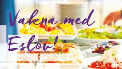 Frukostbuffé med texten vakna med Eslöv